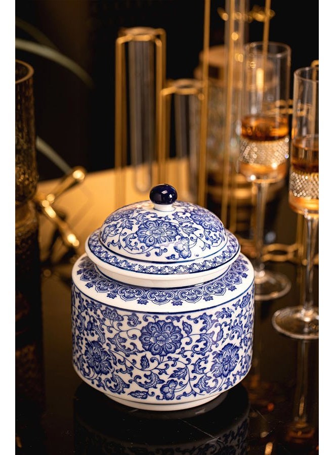 GaLouRo Blue and White Ginger Jar, Chinoiserie Vase, Small Chinoiserie Porcelain for Home Décor, Ginger Jar Vase Decor for Living Room, Shelf, Table, 7.5”H - Image 2