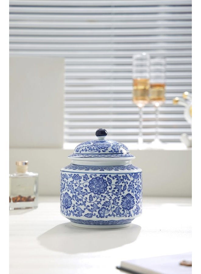 GaLouRo Blue and White Ginger Jar, Chinoiserie Vase, Small Chinoiserie Porcelain for Home Décor, Ginger Jar Vase Decor for Living Room, Shelf, Table, 7.5”H - Image 5