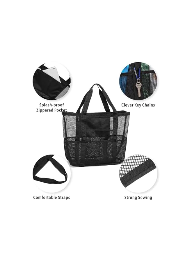 S-TOP Large Beach Bag,Foldable Beach Bag with Zipper Pockets,Waterproof Sandproof Beach Tote Bag for Family Beach Trip,Casual Womens Swimming Bag,Cruise Vacation Essentials 38.8738.87 - Image 4