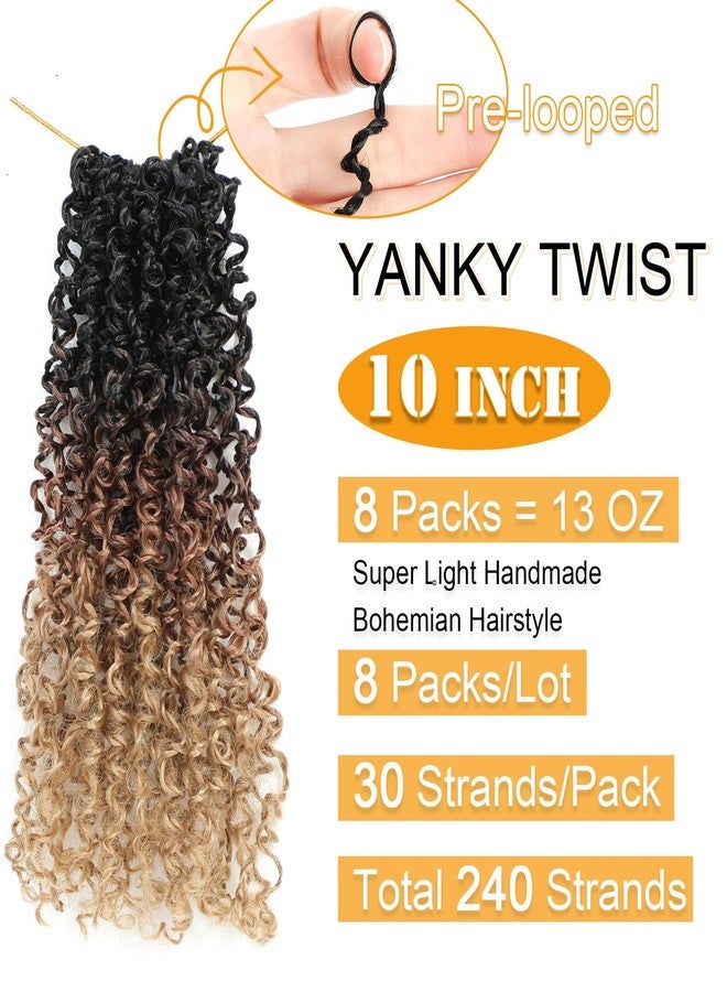 Aksice 10 Inch 8 Packs Yanky Twist Crochet Hair for Women Pre-looped Mini Twist Hair Bohemian Passion Twist Crochet Hair Boho Crochet Braids Synthetic (1B/30/27) - Image 2