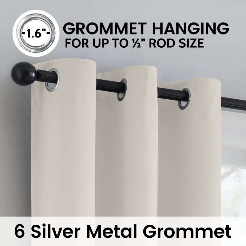 SimpleHome 100% Blackout Curtains for Bedroom,Thermal Insulated Grommet Window Drapes Room Darkening Cream Curtains for Living Room with Black Back,42 x 63 Inch,2 Panels - Image 5