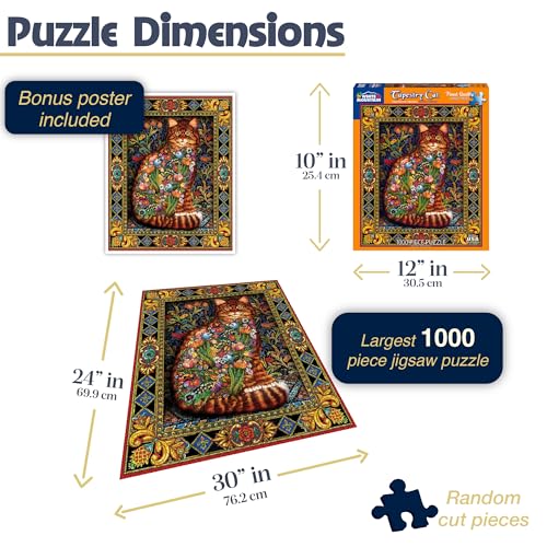 White Mountain Puzzles Tapestry Cat - 1000 Piece Jigsaw Puzzle - Image 3