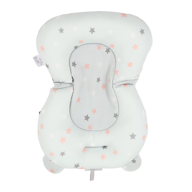Rosvola Bathtub Seat Soft Fixing Baby Bathtub Seat Cushion Foldable Large Space for Bathroom Light Blue Stars - Image 5