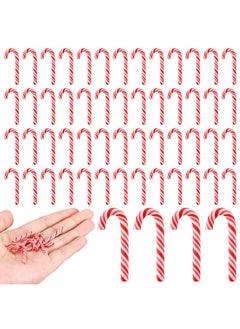 Giegxin 60 Pcs Christmas Mini Candy Canes For Crafts Plastic Candy Cane Ornaments Mini Candy Charms Decor Christmas Miniatures For Craft Mini Faux Candy For Tree Hanging Diy Xmas(Red And White)  - Image 1