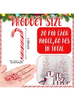 Giegxin 60 Pcs Christmas Mini Candy Canes For Crafts Plastic Candy Cane Ornaments Mini Candy Charms Decor Christmas Miniatures For Craft Mini Faux Candy For Tree Hanging Diy Xmas(Red And White)  - Image 2