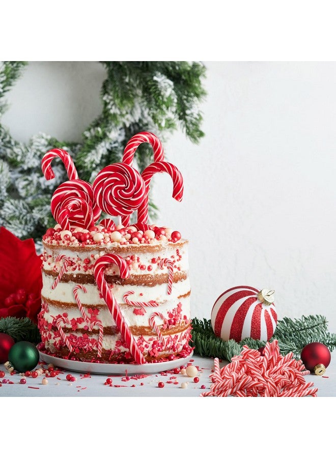 جيجكسين 60 قطعة من عصي الحلوى الصغيرة لعيد الميلاد للحرف اليدوية زينة عصا الحلوى البلاستيكية زينة الحلوى الصغيرة للديكور مجسمات عيد الميلاد للحرف اليدوية حلوى صناعية صغيرة لتعليقها على الشجرة (أحمر وأبيض) - Image 3