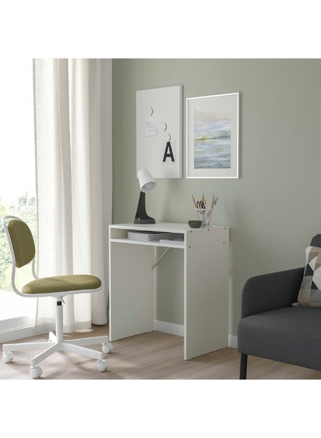 Selecto Hub Study Desk with Storage Shelf 65 × 40 cm, Compact Writing Table, Space-Saving Small Computer Desk for Home Office, White - Image 1