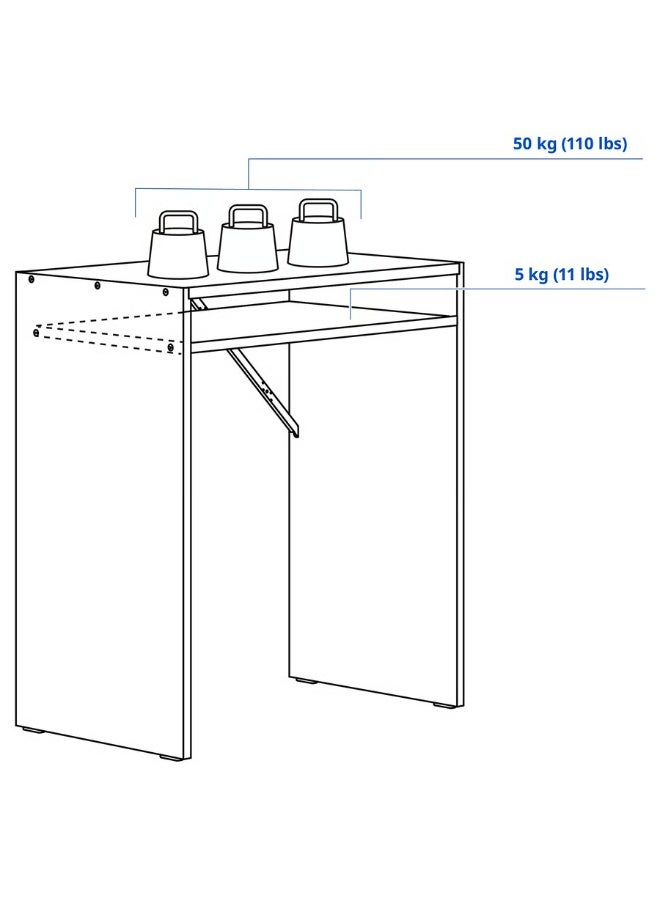 Selecto Hub Study Desk with Storage Shelf 65 × 40 cm, Compact Writing Table, Space-Saving Small Computer Desk for Home Office, White - Image 4