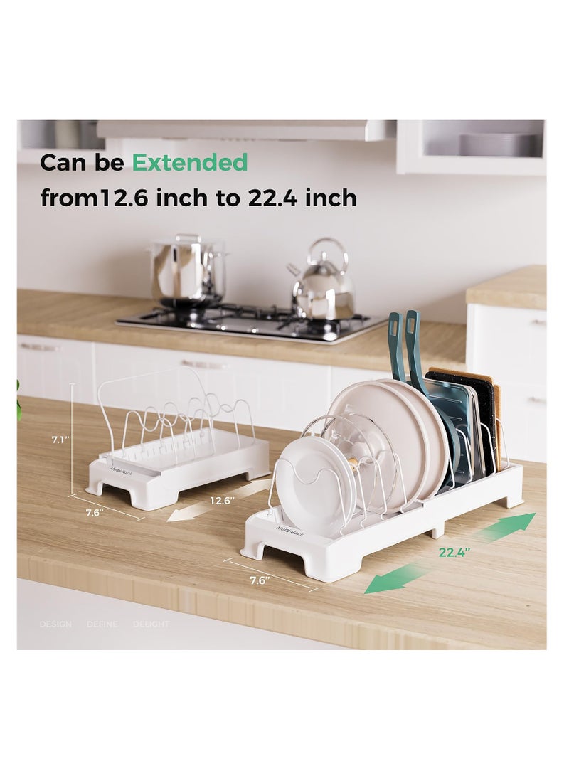 Excefore Expandable Pot Lid Organizer, Pot and Pan Organizer under Cabinet, with 10 Adjustable Dividers, No Drips Kitchen Cabinet Organizer for Cutting Board, Bakeware, Cookware - Image 2