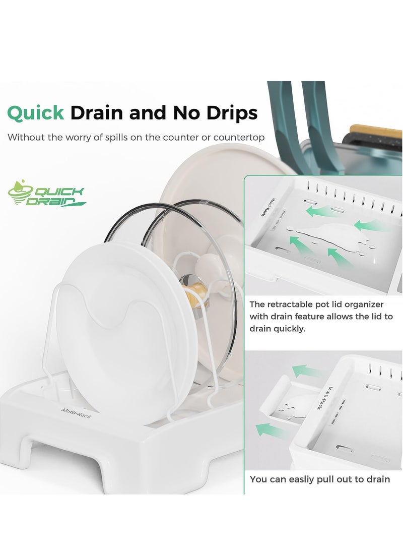 Excefore Expandable Pot Lid Organizer, Pot and Pan Organizer under Cabinet, with 10 Adjustable Dividers, No Drips Kitchen Cabinet Organizer for Cutting Board, Bakeware, Cookware - Image 3