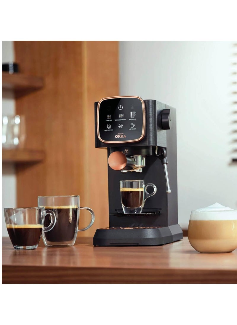 arzum okka Solo Espresso Machine Semi Automatic 1628 Watt Pressure15 bar  Capacity: 1.1L liters OK0034-0400 Black/copper  - Image 2