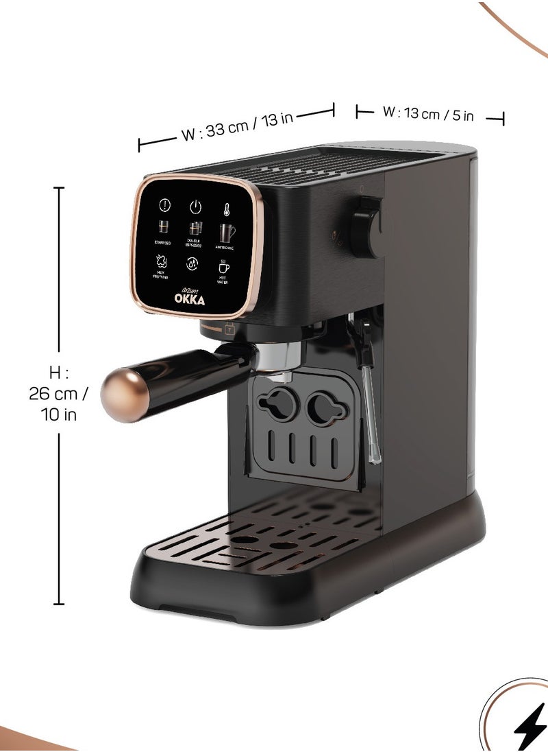 arzum okka Solo Espresso Machine Semi Automatic 1628 Watt Pressure15 bar  Capacity: 1.1L liters OK0034-0400 Black/copper  - Image 5