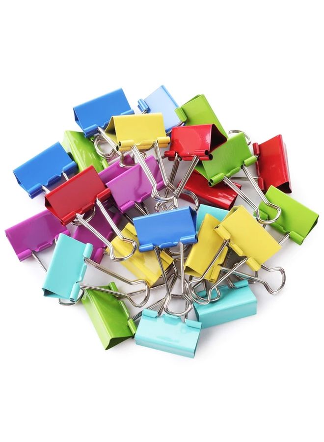 24 Pcs Medium Colored Binder Clips Office Paper Clamps - Image 1