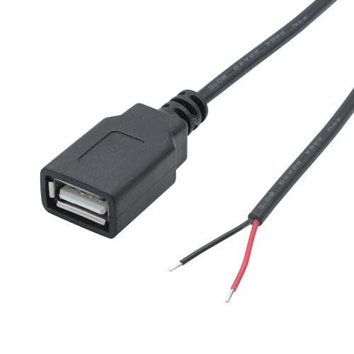 Maixbomr 6FT USB A Female Plug 2 Pin Bare Wire, USB 2.0 A Female Pigtail Open End Power Cable, for USB Equipment Installed or DIY Replacement Maintenance Power Cable(2Pcs) - Image 2