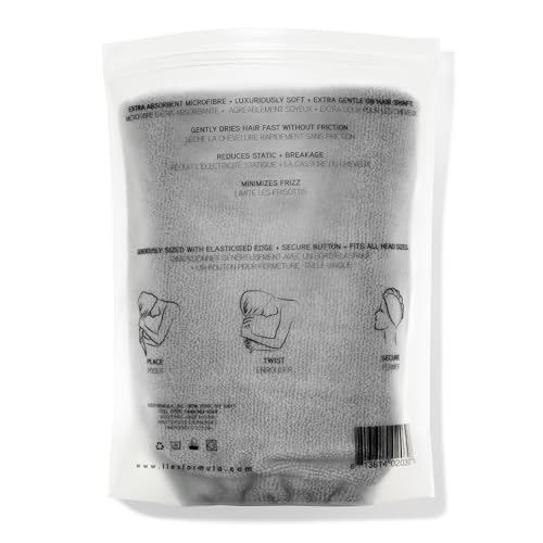 ILES FORMULA Hair Turban Towel – Ultra-Soft Microfiber Hair Towel Wrap for Fast Drying, Frizz Control & Breakage Protection – Large, Lightweight Hair Wrap for Short, Long & Curly – Grey - Image 2