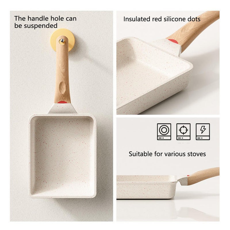 SLONUVLND Tamagoyaki Pan,Japanese Omelette Pan,White Tamagoyaki Egg Pan, Non Stick Rectangle Pan,Small Frying Pan 6 X 7 Inch - Image 3