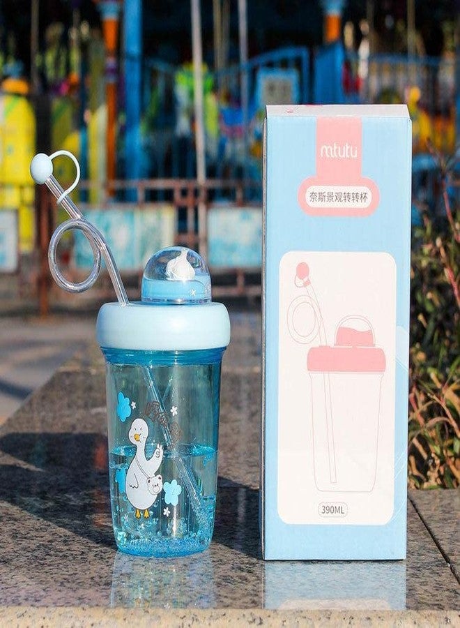 Mayatra's Sipper Bottle for Kids, Sipper Water Bottle with Straw, Cute Sipper Water Bottle for Kids - Anti-Leak Cartoon Printed Kids Sipper for Kids, Sipper for Girls -390 ML (Blue) - Image 2