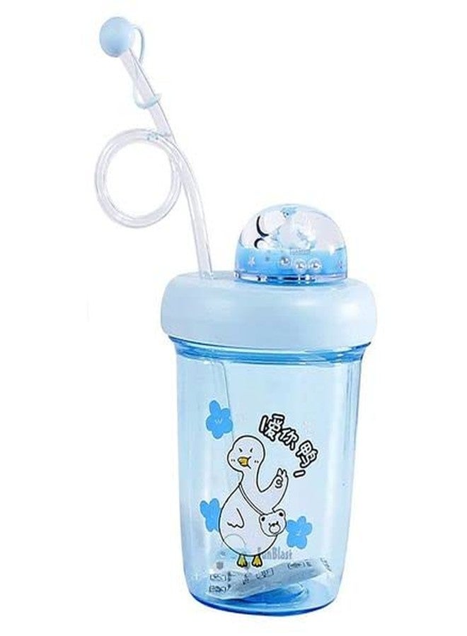 Mayatra's Sipper Bottle for Kids, Sipper Water Bottle with Straw, Cute Sipper Water Bottle for Kids - Anti-Leak Cartoon Printed Kids Sipper for Kids, Sipper for Girls -390 ML (Blue) - Image 1