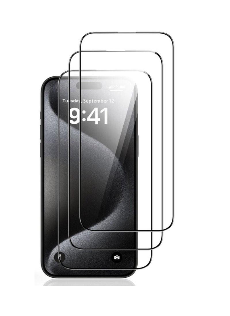 DIGI CORE - iPhone 15 Pro Screen Protector 3 Pack 6.1 Inch 2.5D Curved Edges With iPhone 15 Pro Camera Lens Protector And Anti-Scratch iPhone Back PVC Clear Sheet Set (Natural Titanium, iPhone 15 Pro) - Image 1