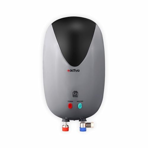Activa 3 Liter Water Heater Geyser, ISI Copper Element 3 KVA, Instant Heat Water, Anti Rust Coated Tank, ABS Body, Energy Efficient, 2 Years Warranty (Black & Grey) - Image 1