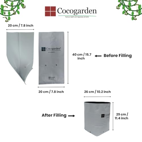 cocogarden UV Treated Poly Grow Bags for Terrace Gardening (20 x 20 x 40) cms (White, Pack of 20) | Home Gardening Plant Container Bag for Leafy Vegetable and Flower Plants - Image 2