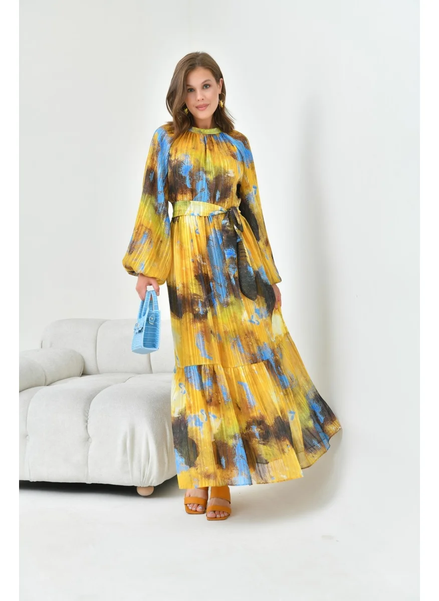 Garmi Women's Patterned Dress Yellow