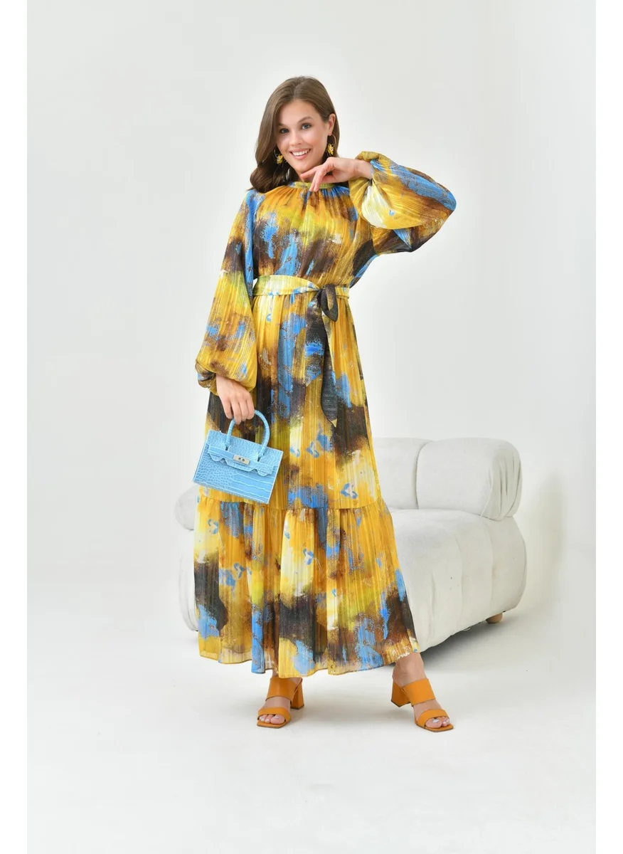 Garmi Women's Patterned Dress Yellow