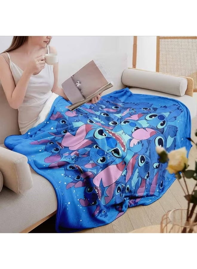 ديزني بطانية ديزني المرخّصة من ستيتش – حجم كبير 150×200 سم بنمط ستيتش الأزرق، ناعمة ودافئة ورقيقة للاستخدام في المنزل أو أثناء السفر - Image 2