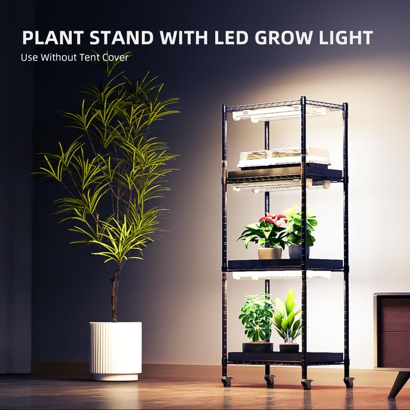 Spider Farmer 2025 Plant Stand with Grow Light, 4-Tier Rack 6Pcs 12" Full Spectrum 5000K LED Grow Lamps and Tent Cover Height Adjustable Small Greenhouse for Seedling Plant Indoor 16Lx12Dx47H (Update) - Image 3