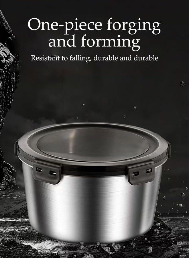 DUNISO Stainless Steel  Food Container Set， 5 Pieces in Sizes 400 ml, 600 ml, 1100 ml,2200 ml & 3500 ml , Reusable  Food Storage Bento Lunch Box for Picnic（Round） - Image 4