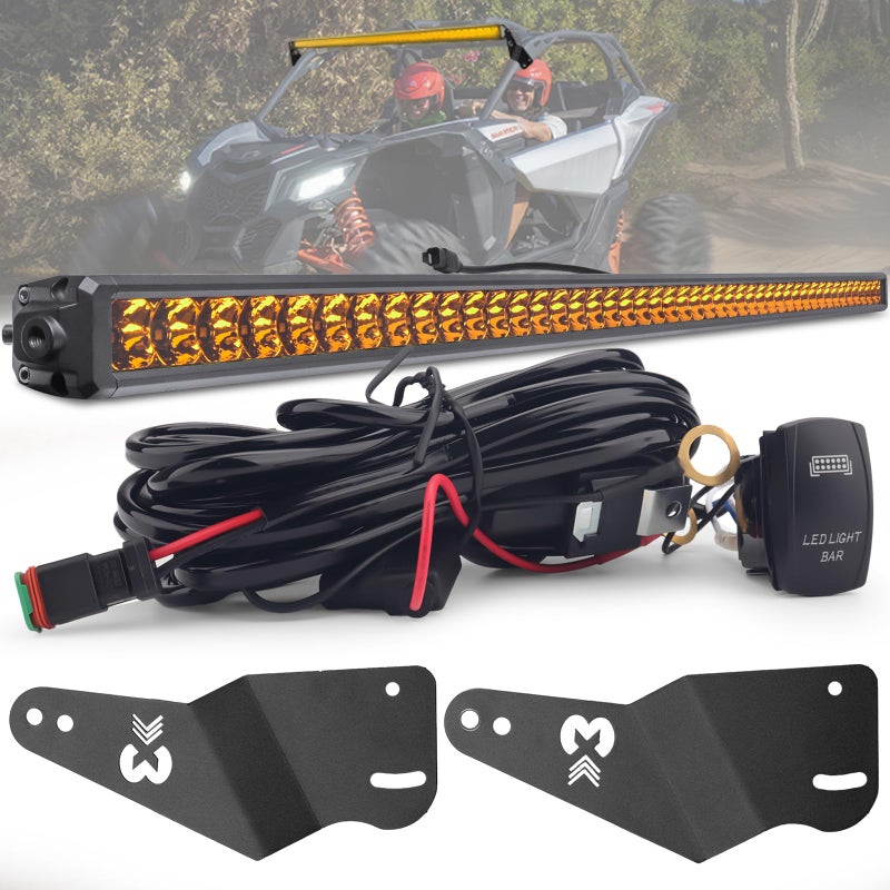 Chelhead X3 Light Bar Mounting Kits 50 Inch Slim Combo Beam Led Light bar with 10ft Rocker Wiring Harness for Upper Windshield Mount Compatible with Can Am Maverick X3 and X3 Max 2017+ All Models - Image 1