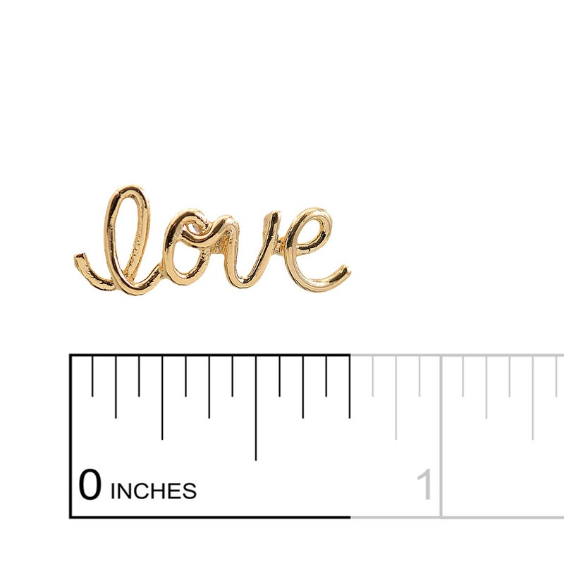Spinningdaisy Handmade High Gloss Love Script Earrings Gold - Image 3