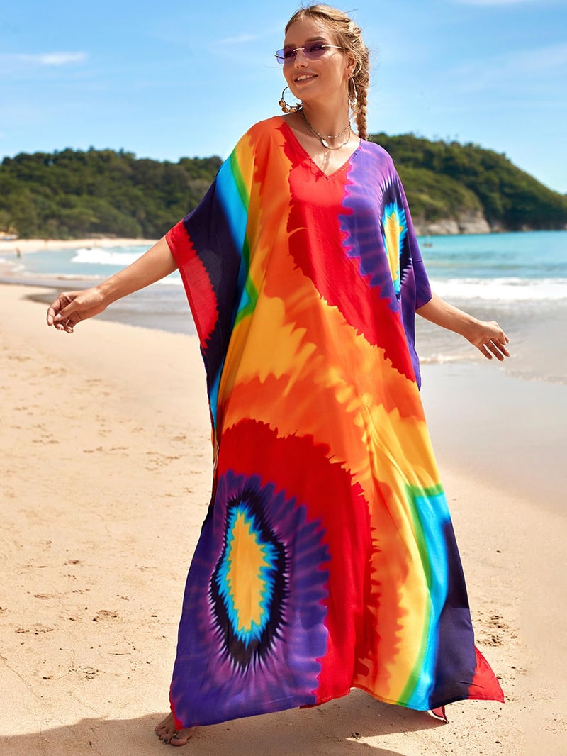 IMAGEKOPE Kaftan Dresses for Women Plus Size Bathing Suit Cover up Caftan Maxi Beach Dresses - Image 2