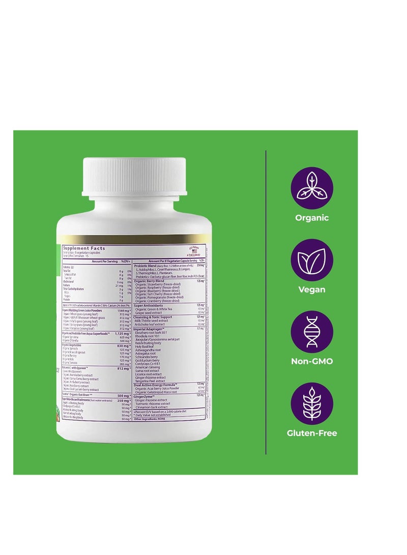 بارادايس هيربس كبسولات أوراك للطاقة، كبسولات غذائية فائقة، تحتوي على أكثر من 42 مكونًا عضويًا ومُنتجًا من مصادر برية، بالإضافة إلى البروبيوتيك والإنزيمات، 120 - Image 2