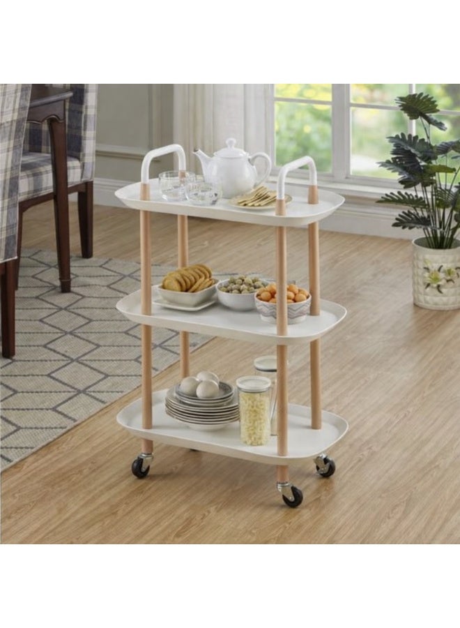 المفرج عربة تقديم ضيافة متعددة الاستخدامات 3 أرفف بعجلات تصميم أنيق وتنظيم عملي للمنزل - Image 2