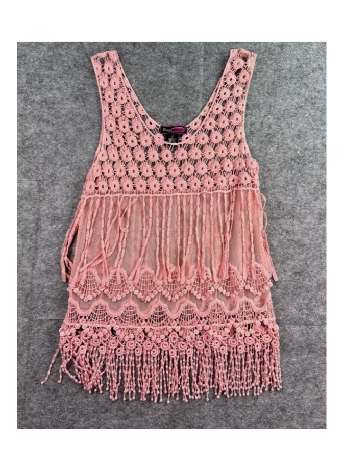 Generic - Sheer pink lace fringe string blouse - Image 1