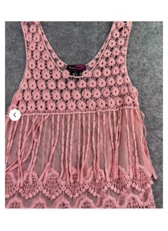 Generic Sheer pink lace fringe string blouse  - Image 2