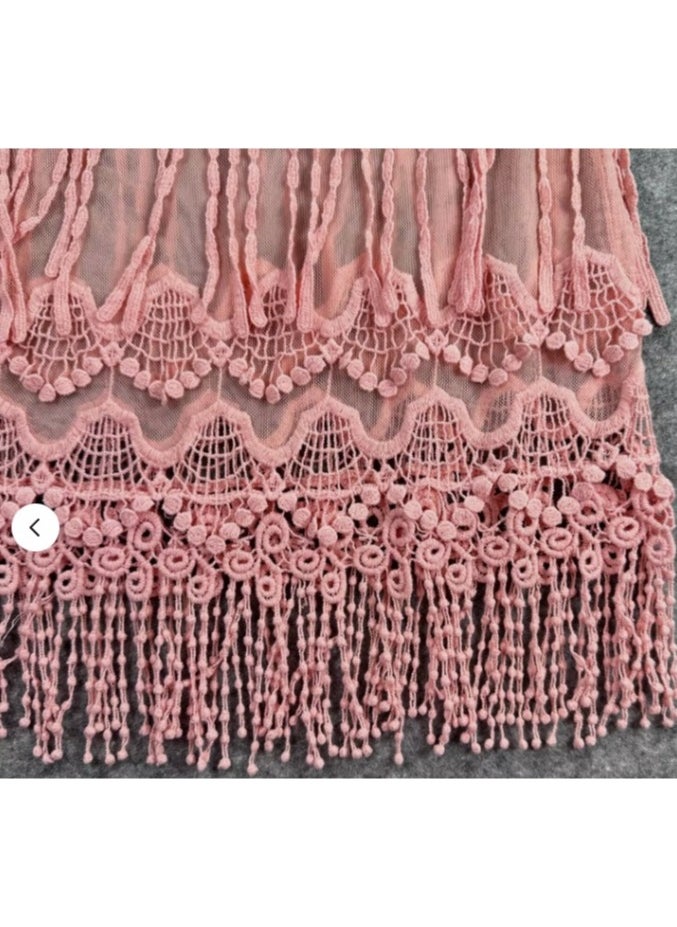 Generic - Sheer pink lace fringe string blouse - Image 1