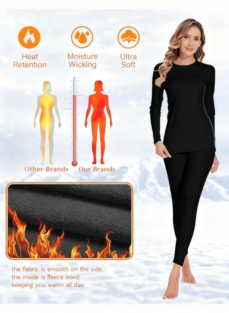 Naxifly Women's thermal underwear set, high-quality soft thermal underwear for cold weather, winter base layer, women's top and bottom set, suitable for daily life and outdoor sports - Image 4