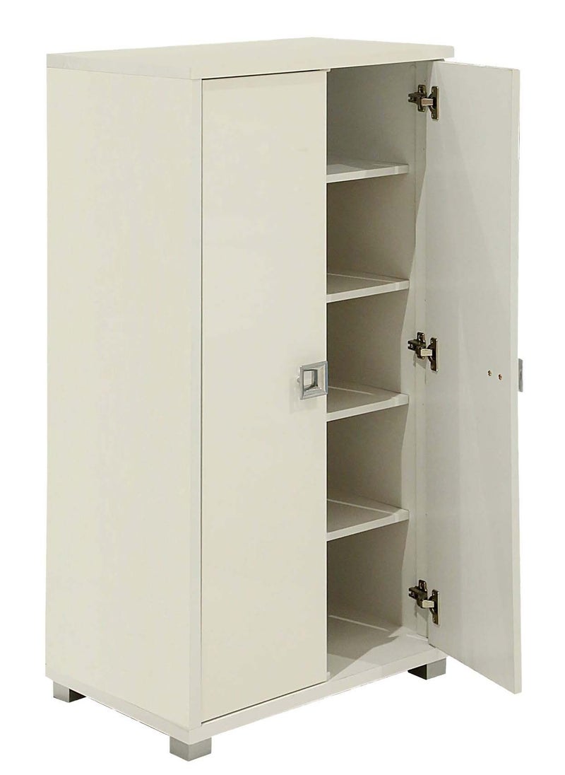 Home Style - Sheeny Wooden Shoe Storage Cabinet With 2 Door- White - Image 1