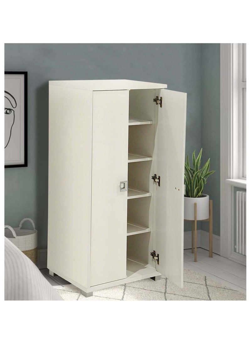 Home Style - Sheeny Wooden Shoe Storage Cabinet With 2 Door- White - Image 1