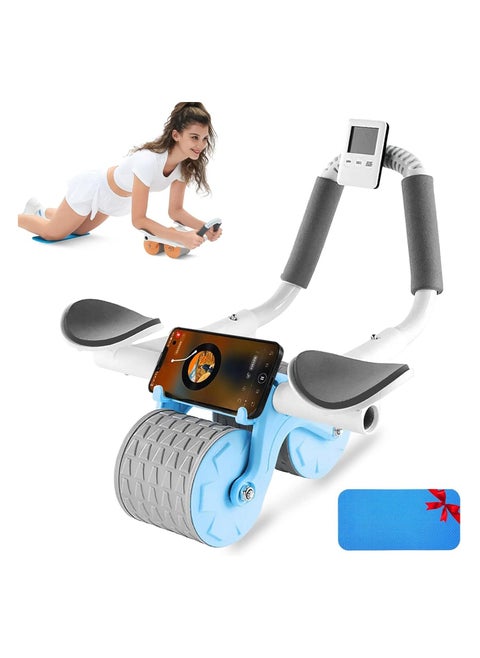 Automatic Rebound Ab Abdominal Exercise Roller Wheel, with Elbow Support and Timer, Abs Roller Wheel Core Exercise Equipment, for Men Women