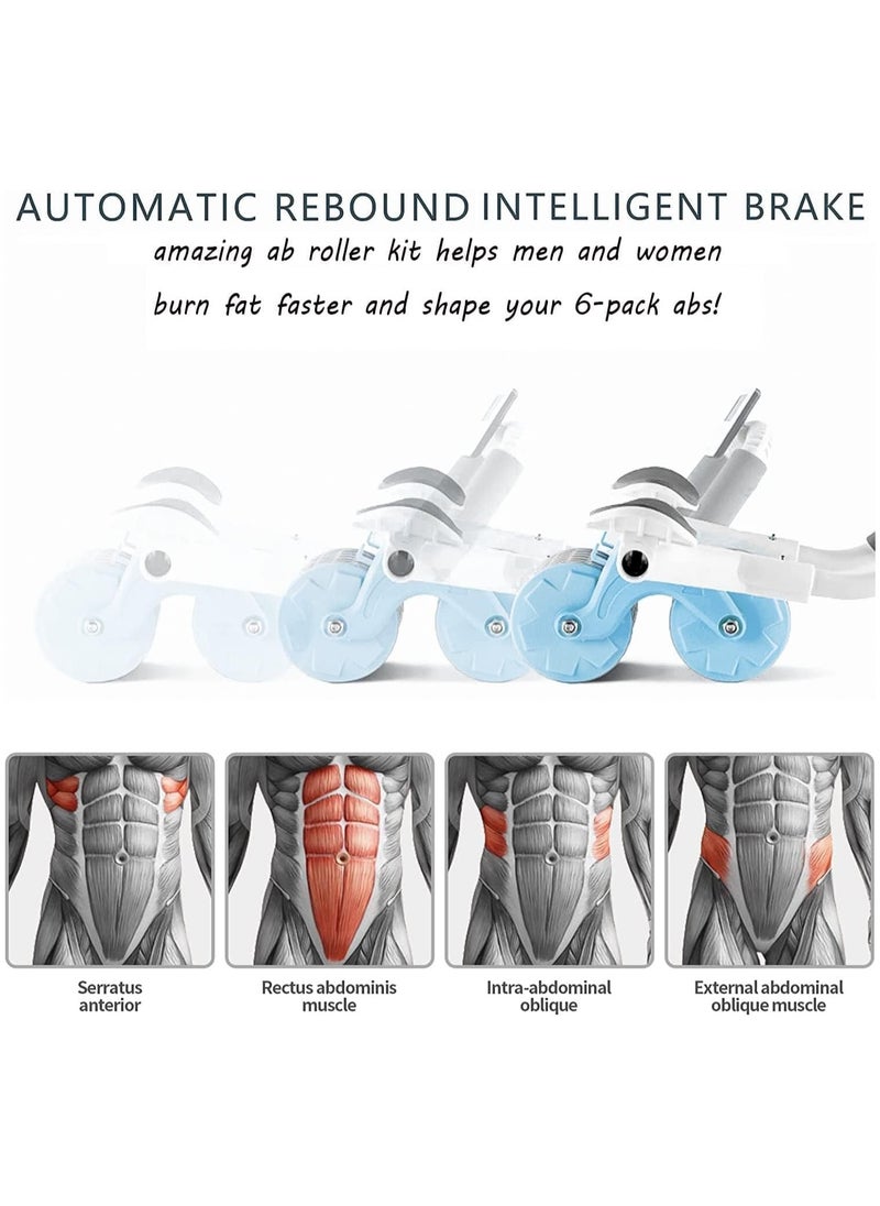 Automatic Rebound Ab Abdominal Exercise Roller Wheel, with Elbow Support and Timer, Abs Roller Wheel Core Exercise Equipment, for Men Women