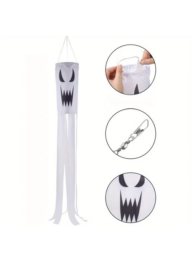 ديكور فناء الهالوين من البوليستر، علم اتجاه الرياح، فوانيس جاكو المروعة، مرجل - Image 5