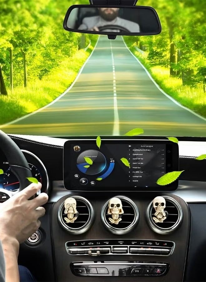 3 حزم مقاطع معطر هواء السيارة ، العلاج بالروائح للسيارة ، اكسسوارات السيارات الجمجمة ، زخرفة تنفيس السيارة ، الملحقات الداخلية لسيارة الجمجمة ، لوازم السيارة الإبداعية - Image 5