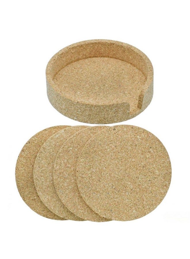Artnery Tea Coaster Cork with Round Stand Set of 4Pcs (100% Natural Cork) - Image 5