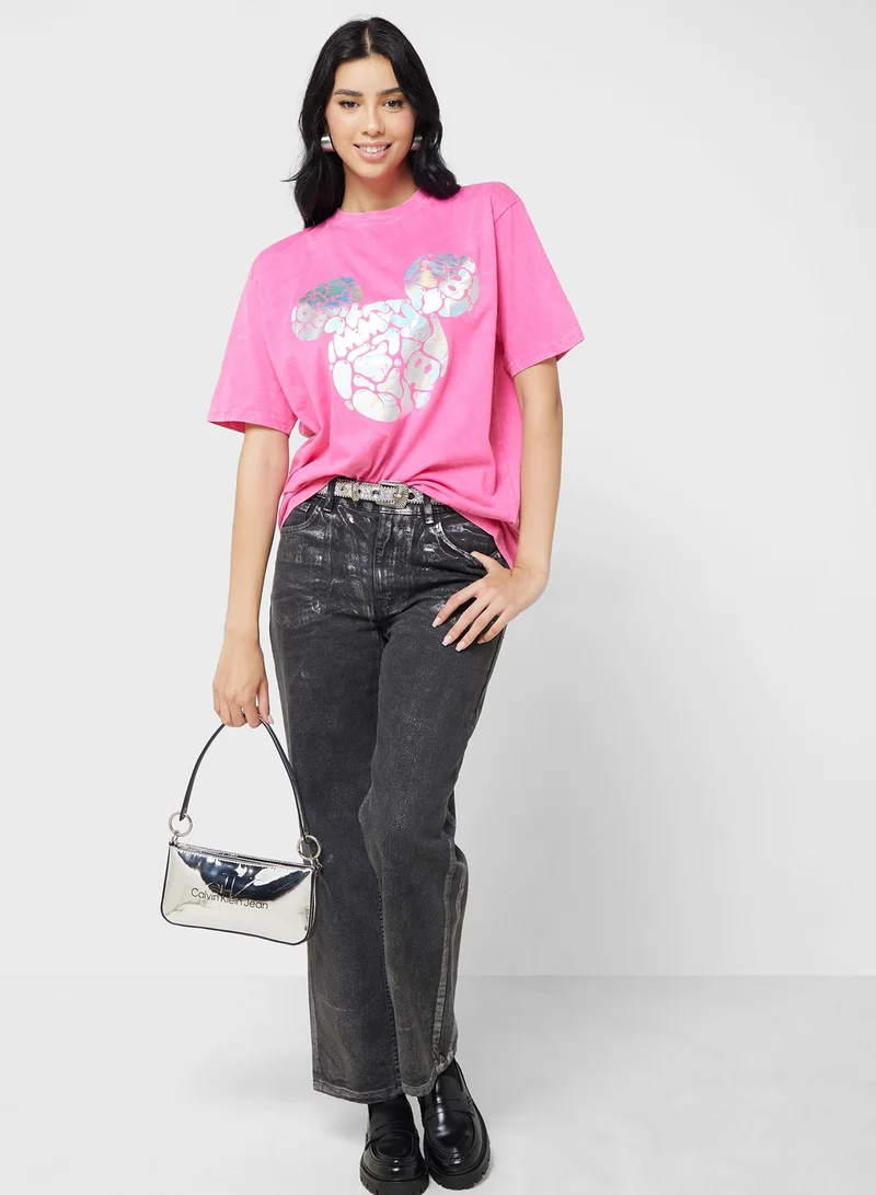 Disney Mickey Oversize Garment Dye Front & Back T-Shirt