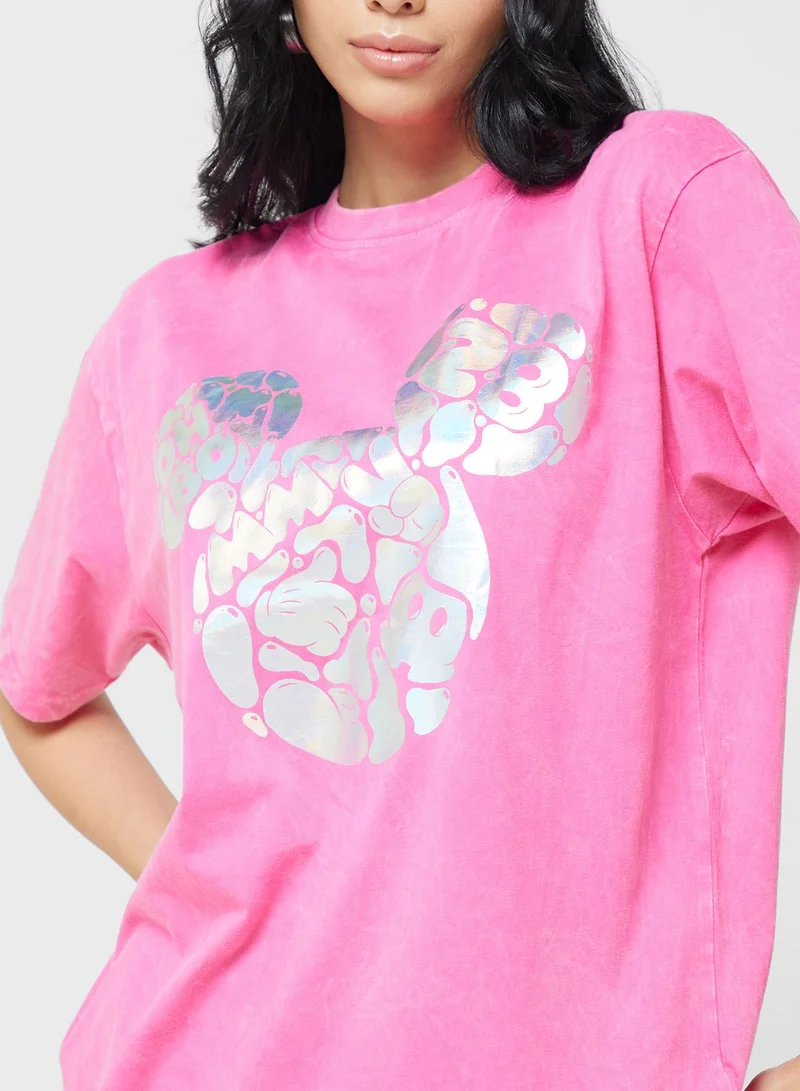 Disney Mickey Oversize Garment Dye Front & Back T-Shirt