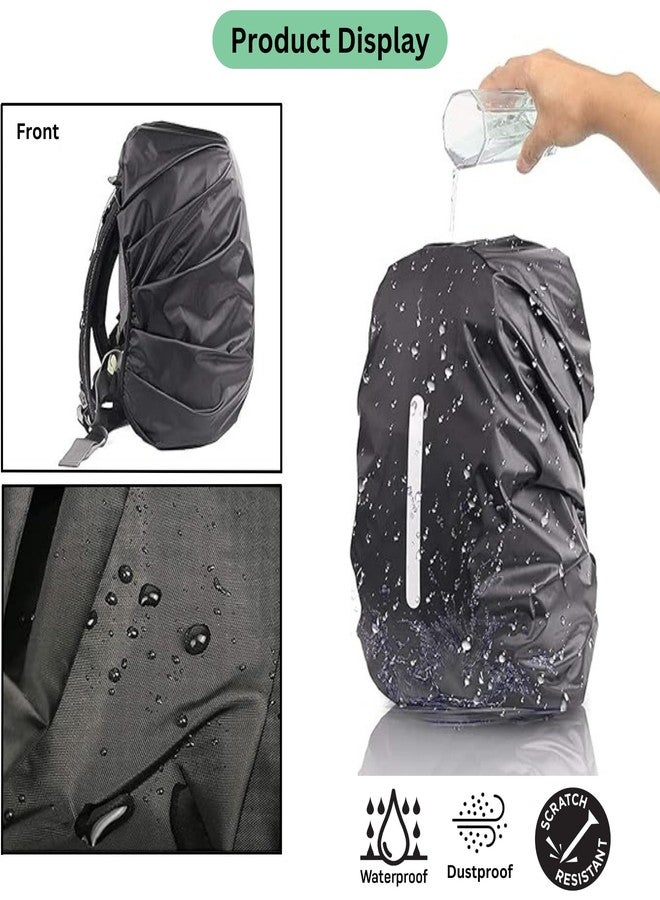 MUTMAIN Reflective Bag Cover Waterproof 25L to 35L PU Coated Rain Cover for Backpack with Buckle & Storage Pouch, Dust Proof School Bag, Laptop Bag, Office Bag Cover (Reflective Black, 25L to 35L) - Image 2