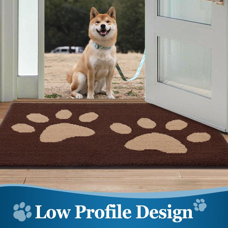 Buganda Dog Door Mat for Muddy Paws  Absorbent Dirt Trapper Washable Indoor Door Mat  Non Slip Low-Profile Mud Mat for Dogs  Front Entrance Door Mat for Inside Floor (59x24 Inches  Brown) - Image 5